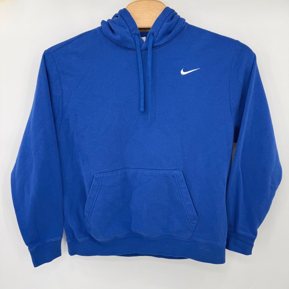 Nike Hoodie Men XL Royal Blue Sportswear Club Fleece CJ1611-493 Pullover Swoosh
